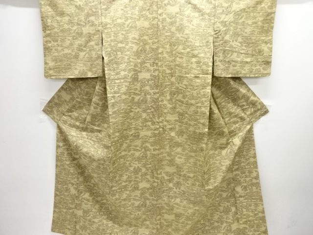 風景模様織り出し手織り紬着物